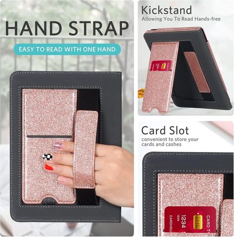 CoBak Kindle Paperwhite Case with Stand - Durable PU Leather Cover with Auto Sleep Wake, Card Slot, Hand Strap Feature - Fits Kindle Paperwhite 11th Generation 6.8" and Signature Edition 2021 Released in Saudi Arabia