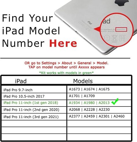 Repair Parts Plus for iPad Pro 11 (1st Gen) Battery Replacement A2042 Premiuim Kit (2018, A1980 | A2013 | A1934) + Tools + Adhesive in Kuwait