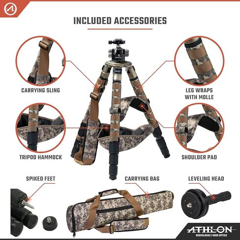 Athlon Optics 706005: Midas Cf40 - حامل ثلاثي من ألياف الكربون (أنبوب 40 مم)، رأس كروي (55 مم) in Kuwait