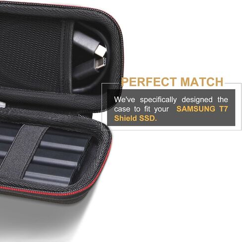 حافظة LTGEM لهاتف سامسونج T7 Shield 1 تيرابايت 2 تيرابايت محرك أقراص SSD خارجي محمول - حقيبة تخزين بغطاء واقٍ صلب، أسود in Kuwait