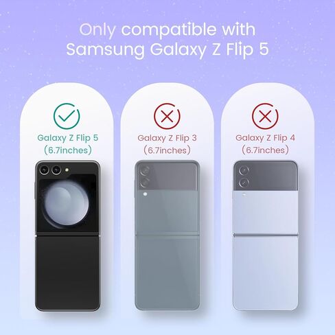 Maxdara for Z Flip 5 Case Hinge Protection with Built-in Glass Front Screen Protector, Support Wireless Charging Shockproof Protective Phone Case for Samsung Galaxy Z Flip 5 5G - Black in Kuwait