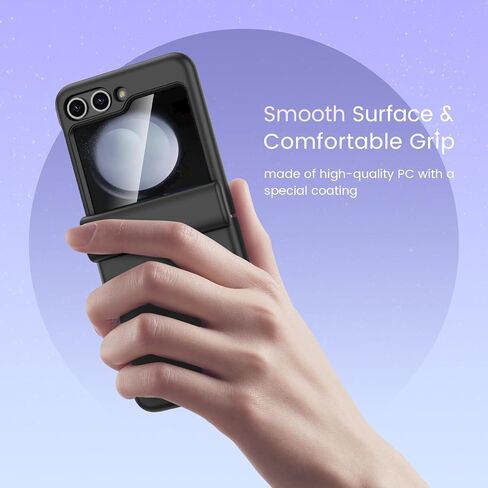 Maxdara for Z Flip 5 Case Hinge Protection with Built-in Glass Front Screen Protector, Support Wireless Charging Shockproof Protective Phone Case for Samsung Galaxy Z Flip 5 5G - Black in Kuwait