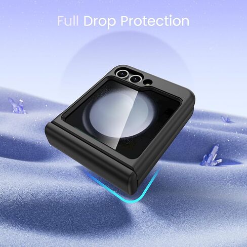 Maxdara for Z Flip 5 Case Hinge Protection with Built-in Glass Front Screen Protector, Support Wireless Charging Shockproof Protective Phone Case for Samsung Galaxy Z Flip 5 5G - Black in Kuwait