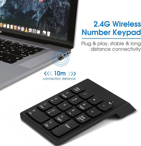 لوحة ارقام لاسلكية، 18 مفتاح مع مستقبل USB صغير 2.4G، لوحة ارقام للمحاسبة المالية للابتوب والكمبيوتر المكتبي والنوت بوك والكمبيوتر الشخصي وسيرفس برو in Saudi Arabia