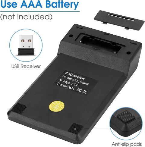 لوحة ارقام لاسلكية، 18 مفتاح مع مستقبل USB صغير 2.4G، لوحة ارقام للمحاسبة المالية للابتوب والكمبيوتر المكتبي والنوت بوك والكمبيوتر الشخصي وسيرفس برو in Saudi Arabia