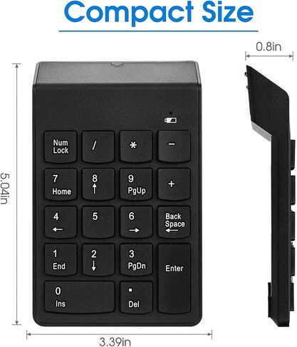 لوحة ارقام لاسلكية، 18 مفتاح مع مستقبل USB صغير 2.4G، لوحة ارقام للمحاسبة المالية للابتوب والكمبيوتر المكتبي والنوت بوك والكمبيوتر الشخصي وسيرفس برو in Saudi Arabia
