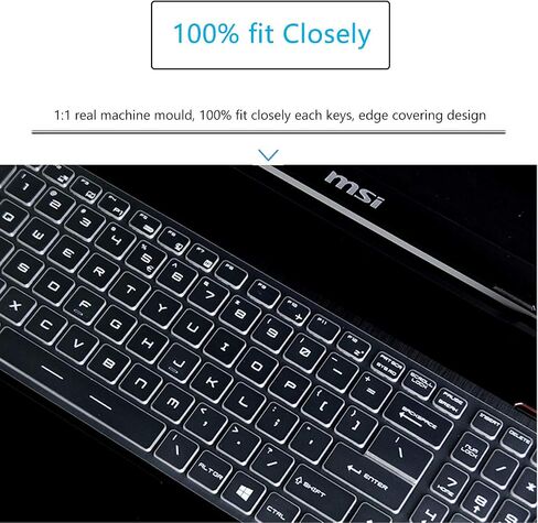 غطاء لوحة مفاتيح لـ MSI Raider GE76 GE75 GE63، MSI Stealth GS76 GS75، MSI Vector/Leopard GP76 GP75، MSI Katana GF75، MSI Titan GT76، MSI Pulse GL75 GL65 15.6 17.3 لوحة مفاتيح كمبيوتر محمول للألعاب MSI - شفاف in Kuwait