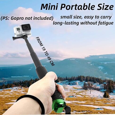 Hoffnugshween 19 بوصة قابلة للتمديد عصا سيلفي الكاميرا العائمة مجموعة إكسسوارات مقاومة للماء محمولة قابلة للتعديل من الألومنيوم تلسكوبي القطب ملحقات Monopod متوافقة مع Gopro Hero 10 9 8 7 6 5 AKASO SJCAM in Kuwait