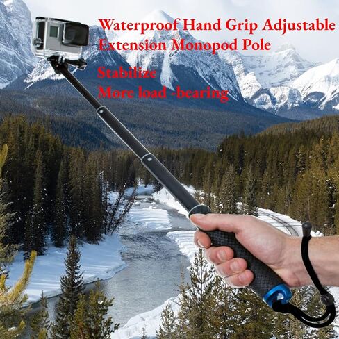 Hoffnugshween 19 بوصة قابلة للتمديد عصا سيلفي الكاميرا العائمة مجموعة إكسسوارات مقاومة للماء محمولة قابلة للتعديل من الألومنيوم تلسكوبي القطب ملحقات Monopod متوافقة مع Gopro Hero 10 9 8 7 6 5 AKASO SJCAM in Kuwait