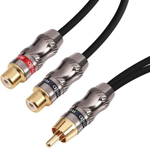 RCA/Phono Splitter Cable RCA Female to Dual Male Gold Plated Adapter, Stereo Audio Y-Cable Heavy Duty (1 Female to 2 Male) 10" (25 cm) in Kuwait