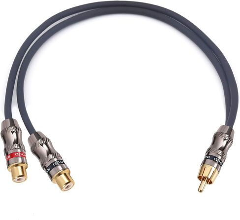 RCA/Phono Splitter Cable RCA Female to Dual Male Gold Plated Adapter, Stereo Audio Y-Cable Heavy Duty (1 Female to 2 Male) 10" (25 cm) in Kuwait