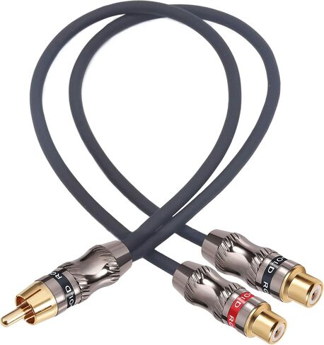 RCA/Phono Splitter Cable RCA Female to Dual Male Gold Plated Adapter, Stereo Audio Y-Cable Heavy Duty (1 Female to 2 Male) 10" (25 cm) in Kuwait