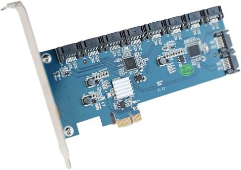 ريفو بطاقة ساتا بمنفذ PCI-e X1 بـ10 منافذ، مع 10 كيبلات ساتا، شريحة ثلاثية/ بطاقة محول ساتا 3.0 6 جيجابايت في الثانية لشيا كوين، تدعم 10 اجهزة ساتا 3.0، (تعدين هارد ديسك in Kuwait