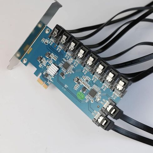 ريفو بطاقة ساتا بمنفذ PCI-e X1 بـ10 منافذ، مع 10 كيبلات ساتا، شريحة ثلاثية/ بطاقة محول ساتا 3.0 6 جيجابايت في الثانية لشيا كوين، تدعم 10 اجهزة ساتا 3.0، (تعدين هارد ديسك in Kuwait