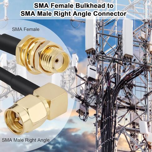 كابل BLTIATLE SMA 2 حزمة 12 بوصة SMA أنثى حاجز إلى SMA ذكر كابل تمديد هوائي الزاوية اليمنى RG316 SMA كابل تمديد متوافق مع جهاز توجيه 4G LTE، خلوي، مستقبل RTL SDR in Kuwait