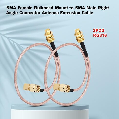 كابل BLTIATLE SMA 2 حزمة 12 بوصة SMA أنثى حاجز إلى SMA ذكر كابل تمديد هوائي الزاوية اليمنى RG316 SMA كابل تمديد متوافق مع جهاز توجيه 4G LTE، خلوي، مستقبل RTL SDR in Kuwait