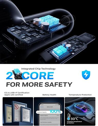 شاحن سيارة LISEN 96W USB C متعدد المنافذ للشحن السريع USB C محول شاحن سيارة PD&QC مع كابل 5.3ft نوع C لشاحن سيارة iPhone 15 متوافق مع iPhone 15 Pro Max/Plus/14/13/12، Samsung S23/22/21 in Kuwait