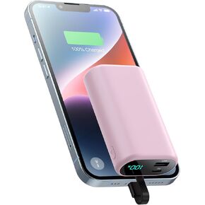 Portable Charger 10800mAh for iPhone,Small & Ultra-Compact 15W PD Fast Charging Power Bank ,LCD Display Battery Pack with Built-in-Cable Compatible with iPhone 14/14 Pro Max /13/12/X/XR/XS/8/7/6 etc in Kuwait