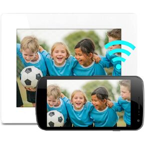 إطار صور رقمي Aluratek مقاس 8 بوصة واي فاي مع شاشة لمس IPS LCD وذاكرة مدمجة 8 جيجابايت، أبيض in Kuwait