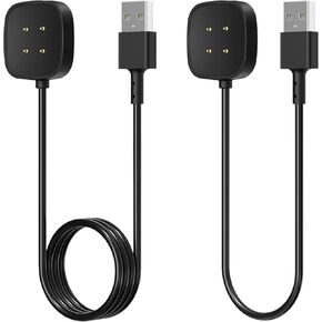 كابل شاحن مكون من قطعتين متوافق مع Fitbit Sense/Sense 2 & Versa 4/Versa 3 كابل حامل لسلك شحن USB بديل لـ Fitbit Versa 3/4 & Sense/2 ملحقات الساعة الذكية (3.3/3.3 قدم) in Kuwait