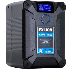 بطارية FXLION Nano Three V Mount 10.2 Ah (150Wh/14.8V) مع D-TAP، USB-C، USB-A، منافذ USB صغيرة، بطارية محمولة قابلة لإعادة الشحن على شكل V للكاميرات/كاميرات الفيديو/MacBook/أضواء LED/الشاشات/الهاتف الذكي