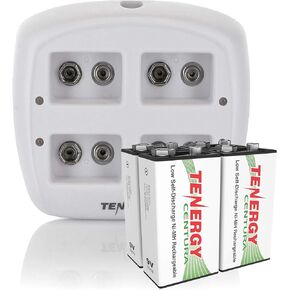 Tenergy TN136 9V Battery Charger 4 Slot with 200mAh Centura(LSD) 4PCS NiMH Rechargeable 9V Batteries for Smoke Detector Alarm System in Saudi Arabia