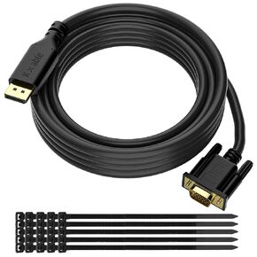 كابل DisplayPort إلى VGA بطول 25 قدمًا، سلك محول DP إلى VGA، منفذ عرض إلى كابل محول VGA ذكر إلى ذكر، مطلي بالذهب، 1080P@60 هرتز، للكمبيوتر الشخصي، سطح المكتب، الكمبيوتر المحمول، HDTV، جهاز العرض، الشاشة، مع 25 رابطًا