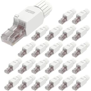 VCELINK Tool-Free RJ45 Connector, CAT6 Field Termination Plug, Gold Plated Modular Plug, UTP CAT6 Connector Tool Less for CAT6, CAT5E Network Cable, 24 Pack