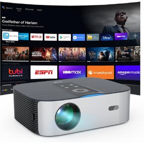 Smart Projector Integrate with Android TV 10, Artlii Play4 AutoFocus 5G WiFi Bluetooth Projector 4k Supported, Auto Keystone, FHD 1080P Outdoor Movie Projector Compatible W/iOS, Android in Kuwait