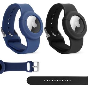 2 Pack Airtag Wristband Compatible with Apple AirTag,Soft Adjustable Airtag Bracelet, Airtag Watch Band for Kids Toddler Baby Children Elders