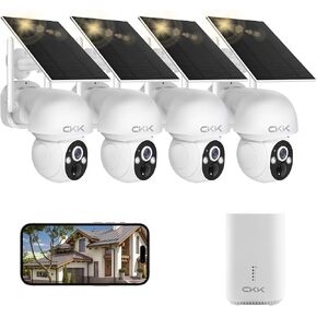 3MP PTZ CKK Cameras, 4pcs Wireless Security Camera System Outdoor with 1TB Hard Drive, 8 Channel 3MP WiFi Surveillance NVR System, 2 Way Audio, Floodlights & Siren Alarm,AI Human Detection in Kuwait