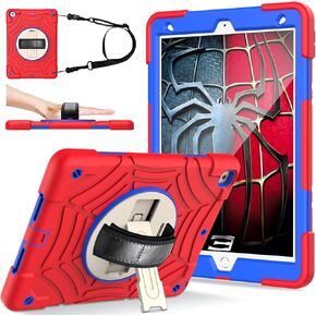 حافظة LTROP iPad 9th/8th/7th Generation، حافظة iPad 10.2 2021/2020/2019، [واقي شاشة مدمج] [حزام الكتف] [مسند دوار] حافظة حماية هجينة للأطفال لجهاز iPad 9/8/7 Gen 10.2 بوصة، أزرق مخضر