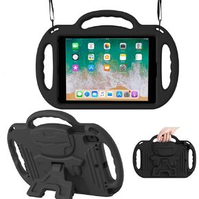 حافظة TIRIN iPad 9.7 للأطفال لجهاز iPad 6/5th Generation وiPad Air 1 & Air 2 & Pro 9.7 حافظة واقية مقاومة للصدمات مع مقبض وحزام كتف ومسند لجهاز iPad 5/6 وiPad Air 1st/2nd Gen 2018/2017، وردي