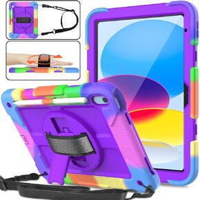 حافظة SUPNICE iPad الجيل العاشر مقاس 10.9 بوصة 2022، غطاء حماية متين مقاوم للصدمات مع [واقي شاشة] [حامل أقلام] [حامل دوار 360 درجة] [حزام كتف] لجهاز iPad الجيل العاشر 2022 - أسود in Kuwait
