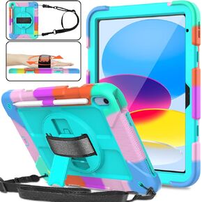 SUPNICE iPad 10th Generation Case 10.9 Inch 2022, Durable Shockproof Protective Cover with [Screen Protector][Pencil Holder][360 Rotating Stand][Shoulder Strap] for iPad 10th Gen 2022 - Black in Saudi Arabia