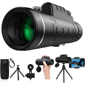تلسكوب سيبيجنولي أحادي العين، منظار أحادي عالي الطاقة مع حامل للهاتف الذكي وحامل ثلاثي القوائم، تلسكوب تكبير مقاوم للماء، رؤية ليلية نهارية ومنخفضة، تركيز مزدوج منشوري BAK4 لصيد الطيور (12X50) in Kuwait