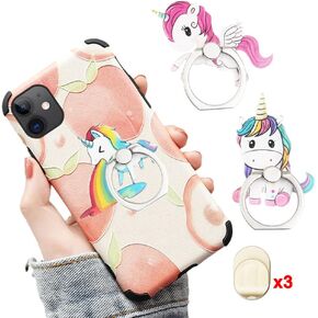ZOSTLAND 3PCS Fairy Fat Monster Phone Ring Universal 360°Adjustable Phone Case Finger Stand Holder Desk Stent Mount Car Hook Compatible with All iPhone15 14 13 12 11 Pro MAX Plus iPad (Fox Puff Bear)