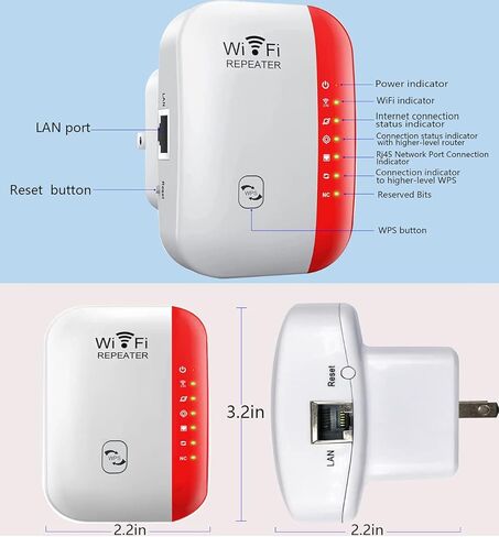 WiFi Repeater WiFi Extender Signal Booster High Speed WiFi Booster Home Wireless Internet Repeater Long Range Amplifier with Ethernet Port 1-Key Setup 2023 Released(red). in Kuwait