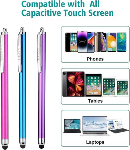Stylus Pens for Touch Screens iPad iPhone Kindle Fire (Pink/Purple/Aqua Blue) in Kuwait