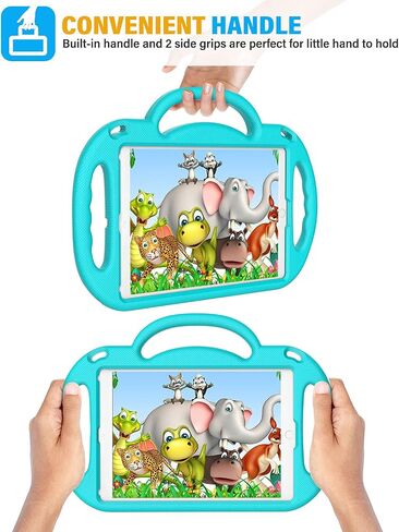حافظة SUPLIK للأطفال لجهاز iPad الجيل الخامس/السادس (9.7 بوصة، 2017/2018)، iPad Air 1 & Air 2 & Pro 9.7 واقية مع حامل مقبض حزام الكتف لجهاز iPad 5/6 وiPad Air الجيل الأول/الثاني، أزرق in Kuwait
