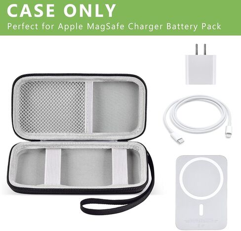 Charger Battery Pack Case Compatible with Apple MagSafe/for Baseus/for Belkin/for INIU, Holder for Anker 633/622/621/321 MagSafe Magnetic Power Bank for iPhone 15, Storage with Strap - Black in Saudi Arabia