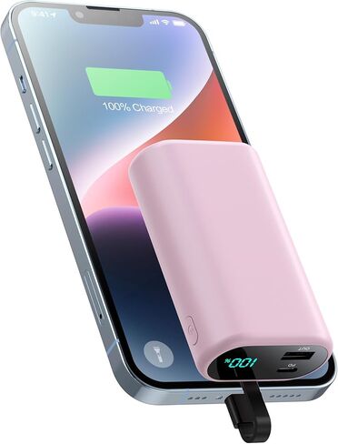 Portable Charger 10800mAh for iPhone,Small & Ultra-Compact 15W PD Fast Charging Power Bank ,LCD Display Battery Pack with Built-in-Cable Compatible with iPhone 14/14 Pro Max /13/12/X/XR/XS/8/7/6 etc in Kuwait
