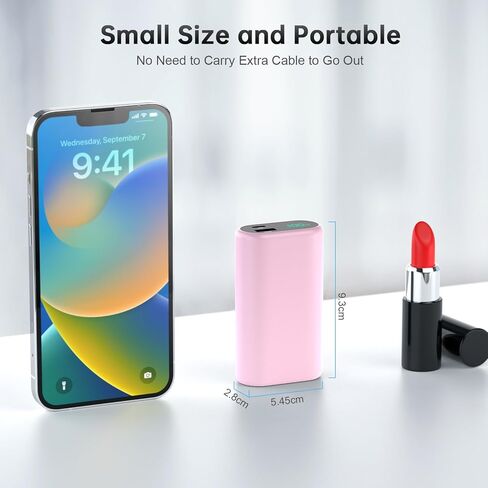 Portable Charger 10800mAh for iPhone,Small & Ultra-Compact 15W PD Fast Charging Power Bank ,LCD Display Battery Pack with Built-in-Cable Compatible with iPhone 14/14 Pro Max /13/12/X/XR/XS/8/7/6 etc in Kuwait