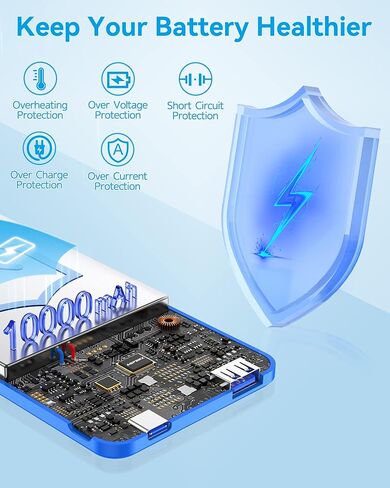 شاحن محمول AsperX بقدرة 22.5 وات 10000 مللي أمبير في الساعة، باور بانك شحن سريع، مخرج USB C، حزمة بطارية خارجية شاحن هاتف محمول لهواتف iPhone وSamsung وAndroid والمزيد باللون الأبيض in Kuwait