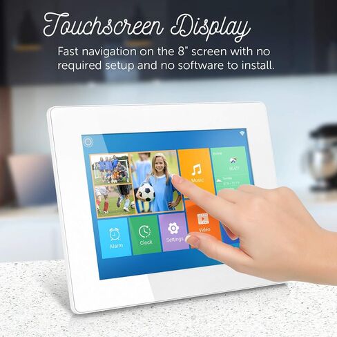Aluratek 8 Inch WiFi Digital Photo Frame with Touchscreen IPS LCD Display and 8GB Built-in Memory,White in Saudi Arabia
