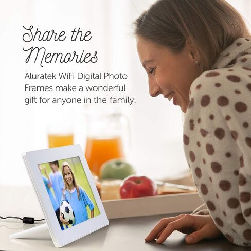 Aluratek 8 Inch WiFi Digital Photo Frame with Touchscreen IPS LCD Display and 8GB Built-in Memory,White in Saudi Arabia