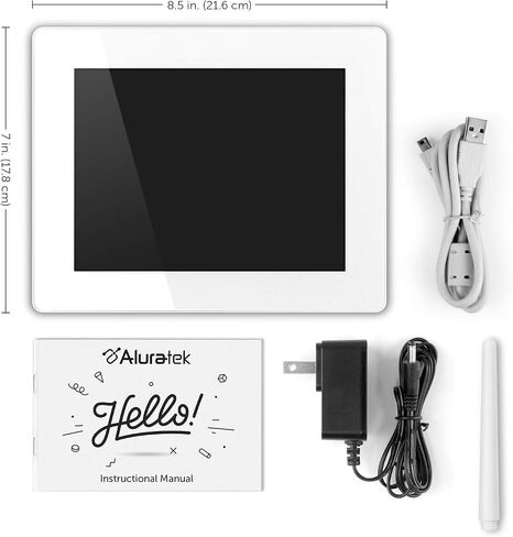 Aluratek 8 Inch WiFi Digital Photo Frame with Touchscreen IPS LCD Display and 8GB Built-in Memory,White in Saudi Arabia