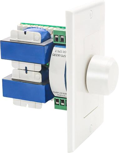 Recoil VC-R100 100W Impedance Matching Wall Mount Volume Control Knob, Flush in-Wall Plate Rotary Knob for Hi-Fi Home Audio, for Dedicated Audio Zone Volume Adjustment, White Ivory Plates Included in Saudi Arabia