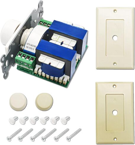 Recoil VC-R100 100W Impedance Matching Wall Mount Volume Control Knob, Flush in-Wall Plate Rotary Knob for Hi-Fi Home Audio, for Dedicated Audio Zone Volume Adjustment, White Ivory Plates Included in Saudi Arabia