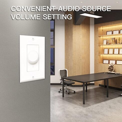 Recoil VC-R100 100W Impedance Matching Wall Mount Volume Control Knob, Flush in-Wall Plate Rotary Knob for Hi-Fi Home Audio, for Dedicated Audio Zone Volume Adjustment, White Ivory Plates Included in Saudi Arabia